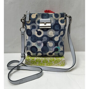 Coach Kristin Multicolor Canvas Sequin Leather Trim Zipper Closure Crossbody Bag